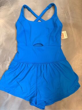 NWT Free People Blue Crisscross Active Romper XS